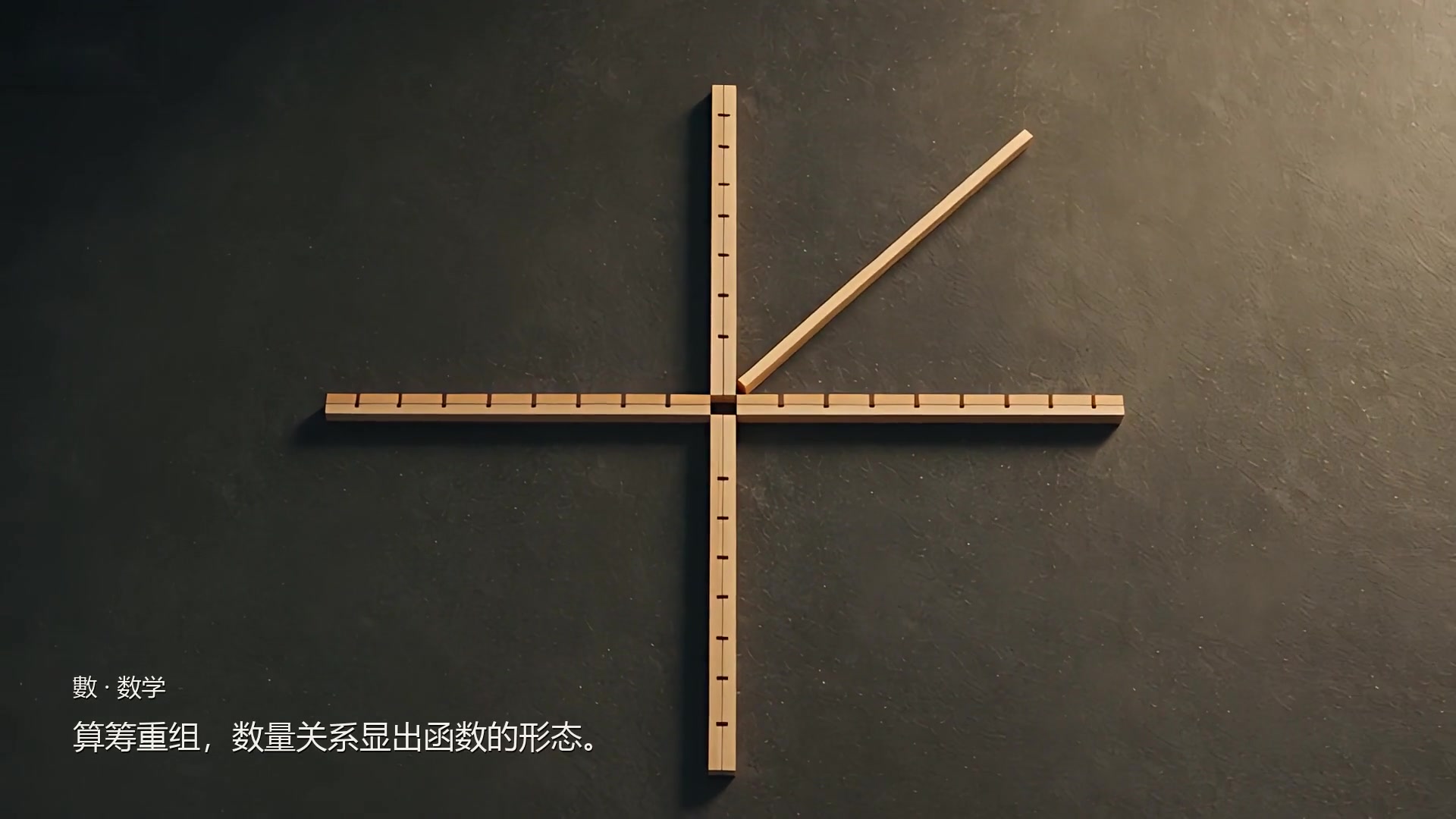 六艺电影中的竹木算筹已重组为坐标轴与函数直线